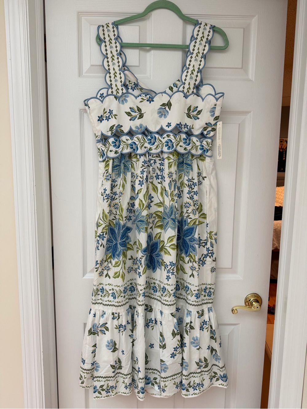 FARM Rio White Maxi Dress with Blue & Green Floral Embroidery - Picture 4 of 6